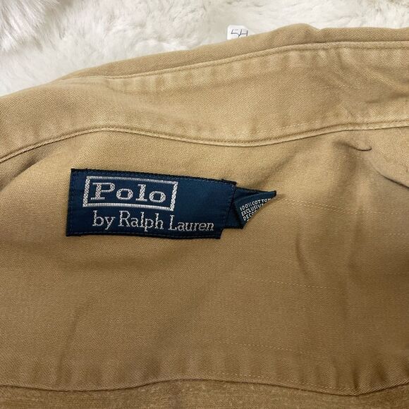 Rare Polo By Ralph Lauren Cotton Pheasant Patch Back Graphic Print Shirt Khaki L - Picture 13 of 17